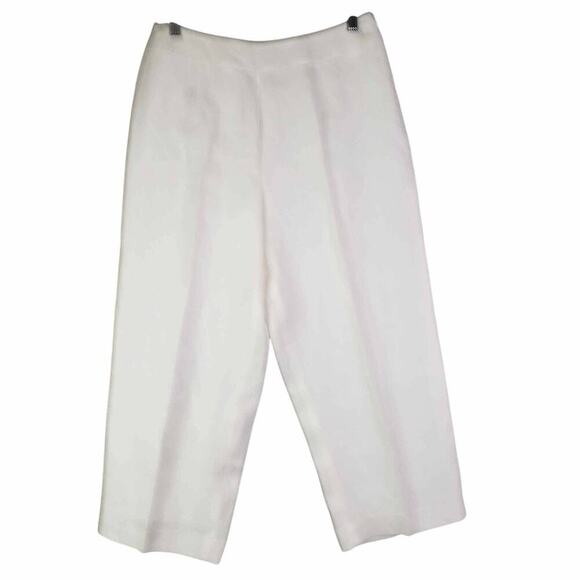 Talbots Pants Irish Linen Women’s Size 10 White Wide Leg Crop Lagenlook New - Picture 2 of 8